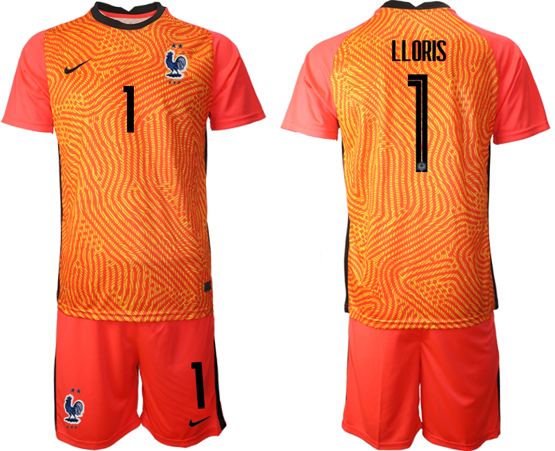 Men 2021 France red goalkeeper #1 soccer jerseys